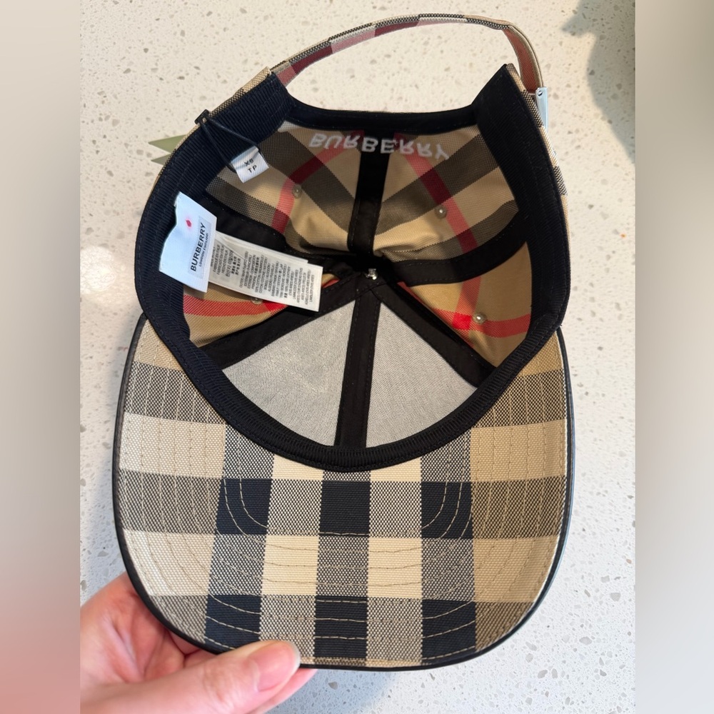 Burberry Logo Detail Exaggerated Check Cotton Baseball Cap -XS - Picture 7 of 7